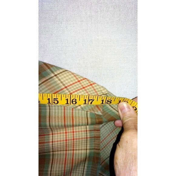 Chaps Denim Green Red Brown Plaid Shirt Long Sleeves Men's XL Western Style - Picture 4 of 6